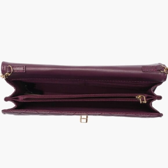 Badgley Mischka Diamond Quilted Purple Crossbody Bag with Gold Chain Strap NWT - Picture 6 of 15